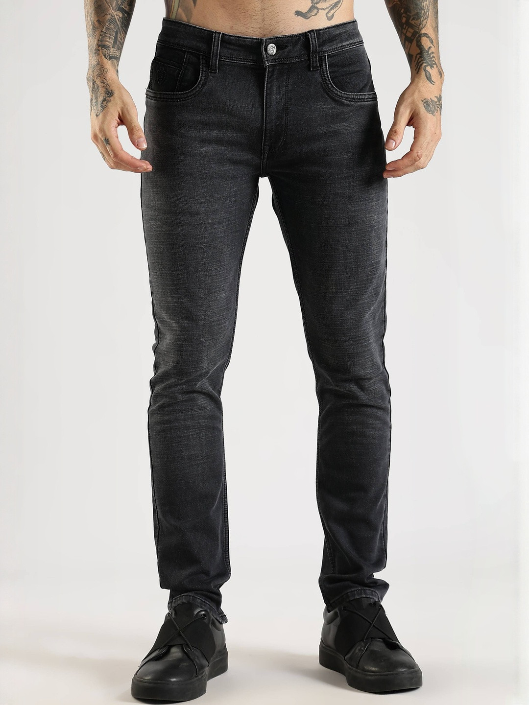 COOL COLORS Men Relaxed Fit Mid-Rise Light Fade Stretchable Denim Jeans