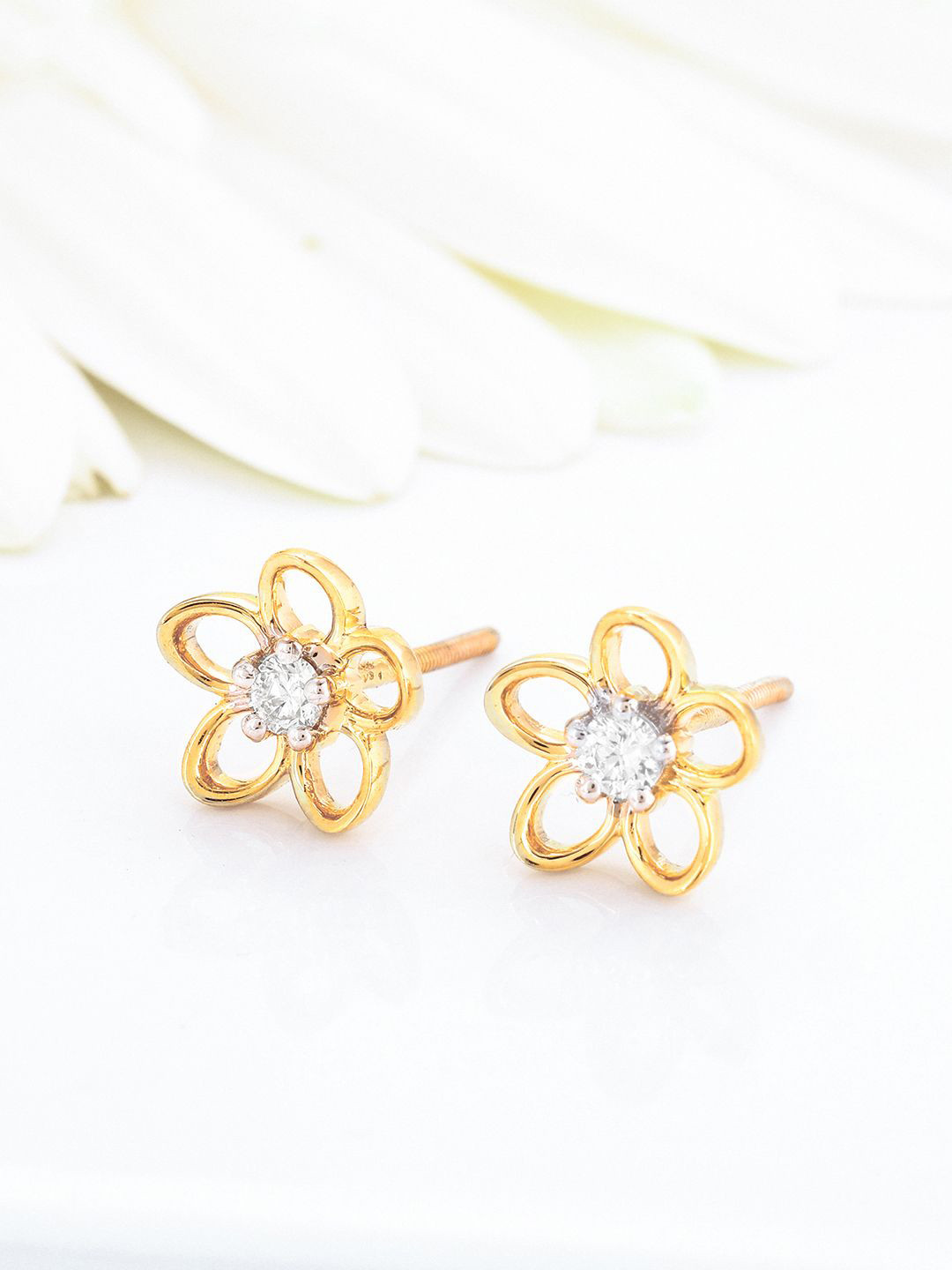 GIVA 14KT Ornate Spring Diamond Earrings-0.909 gms