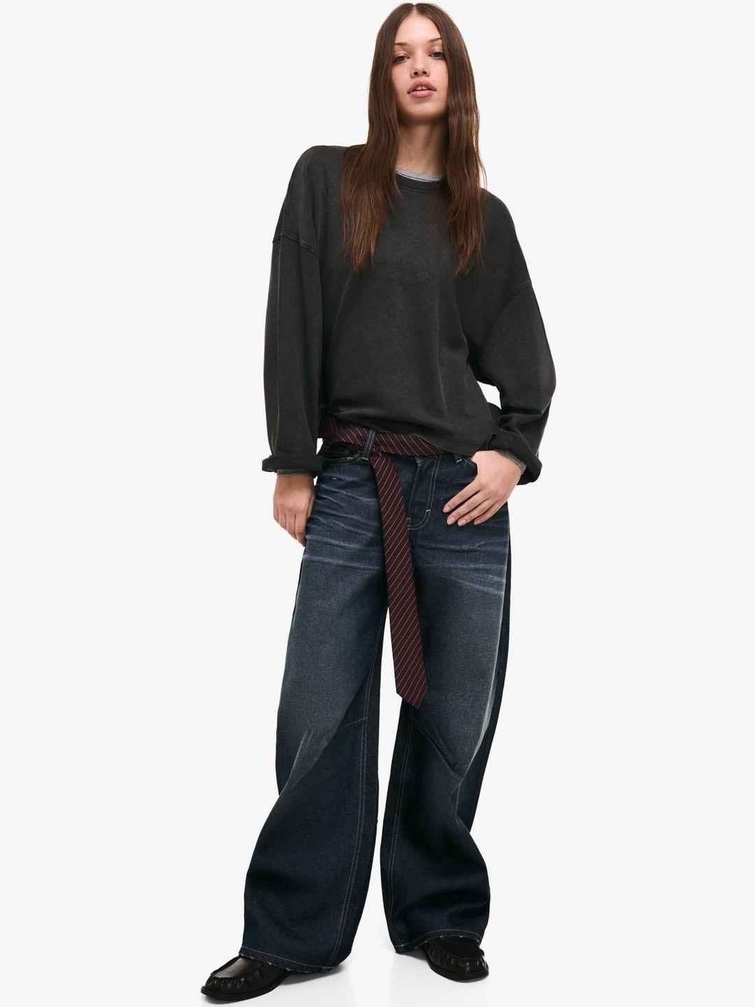 Bershka Women Slouchy Regular Fit Low-Rise Trousers