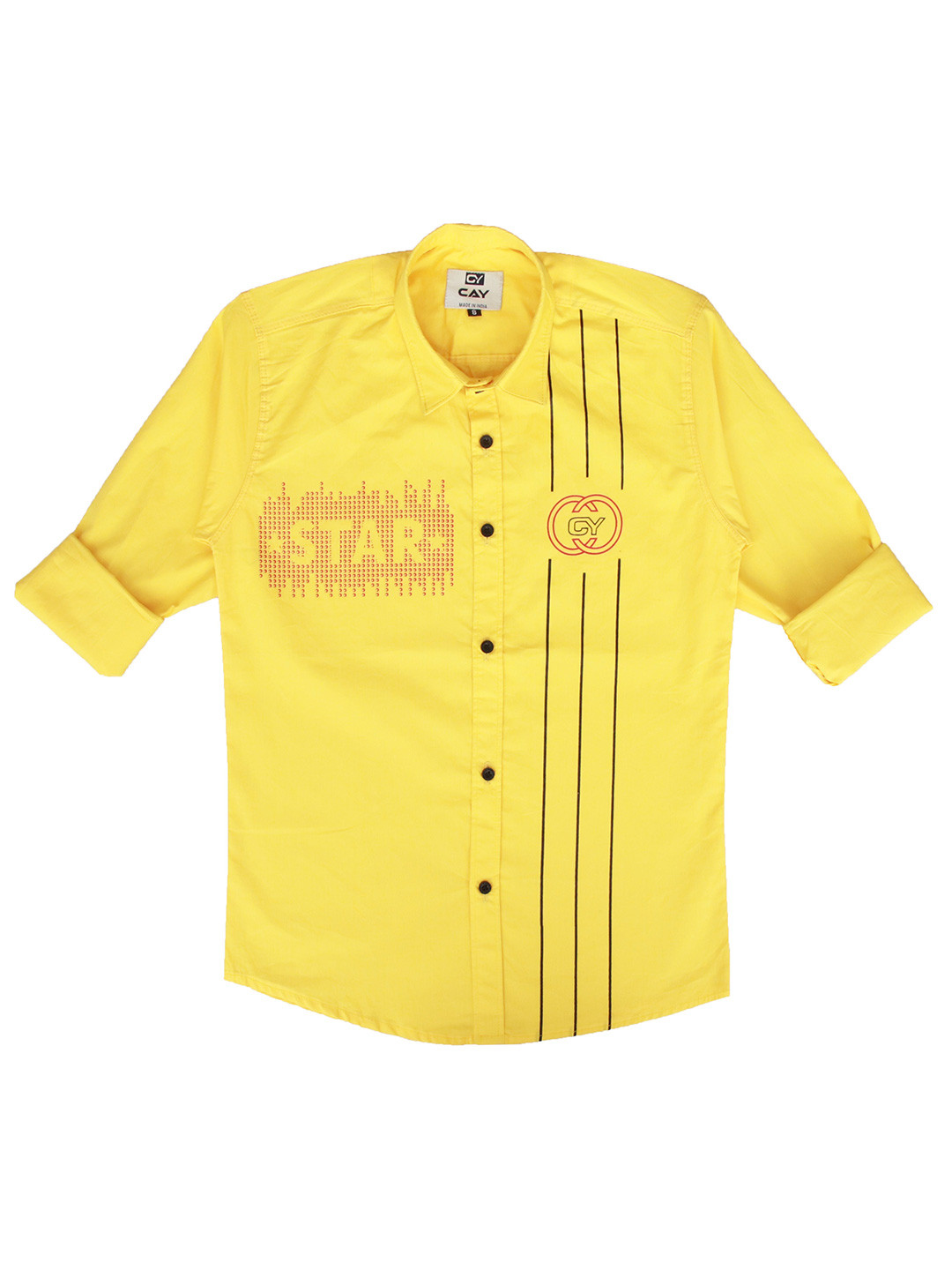 CAY Boys Regular Standard Fit Graphic Printed Spread Collar Cotton Casual Shirt