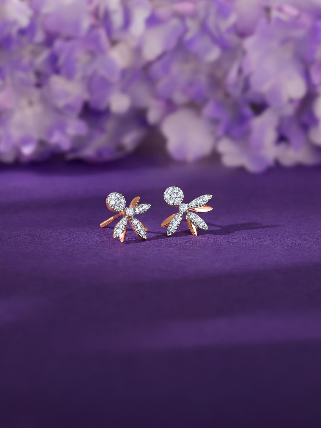 GIVA 18K Rose Gold Shine On Diamond Earrings-2.12 gms