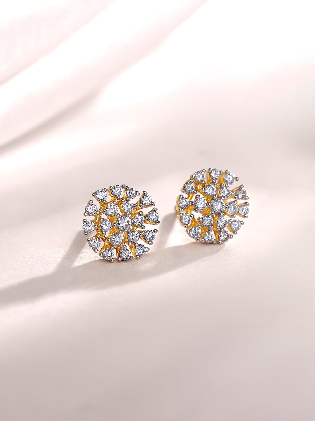 GIVA 18 Kt Gold Floral Flicker Diamond Earrings-3.901 gms