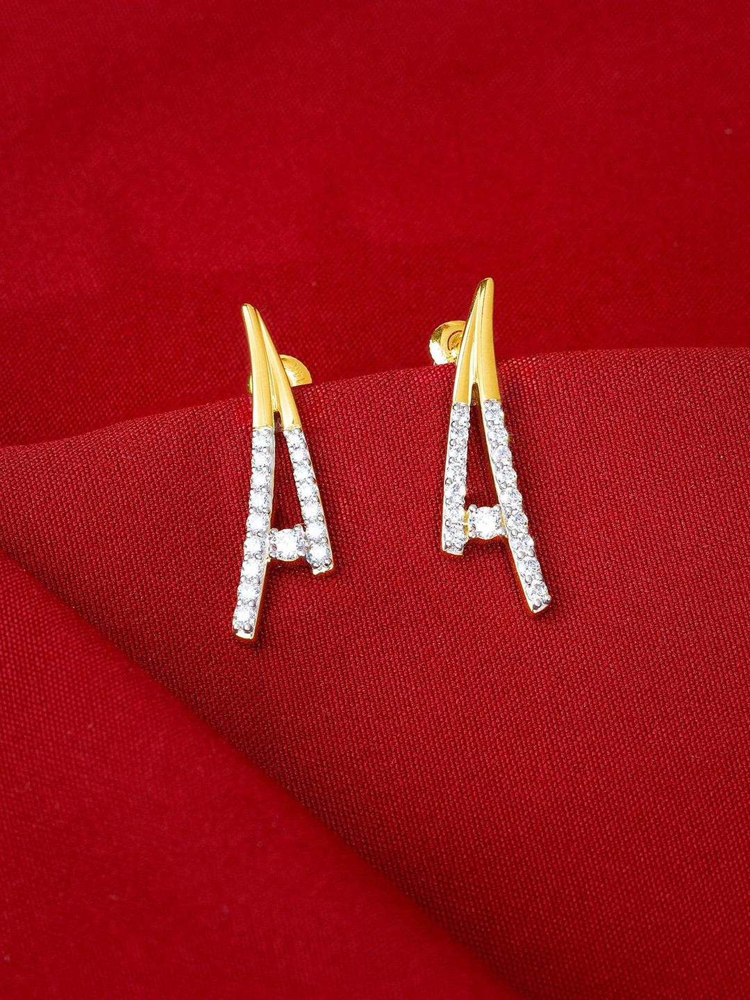 GIVA 14Kt Gold Abstract Lab Grown Diamond Earrings-2.04 gms