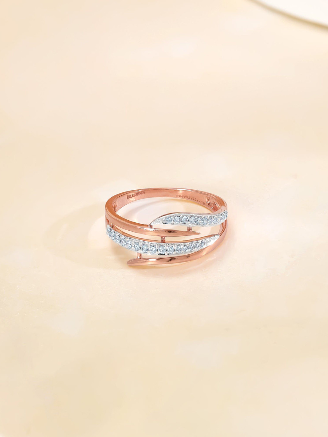 GIVA 14KT Rose Gold Ethereal Enigma Diamond Ring-2.041 gms