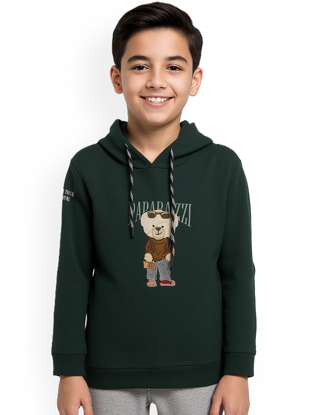 CAVIO Boys Embroidered Hooded Cotton T-shirt
