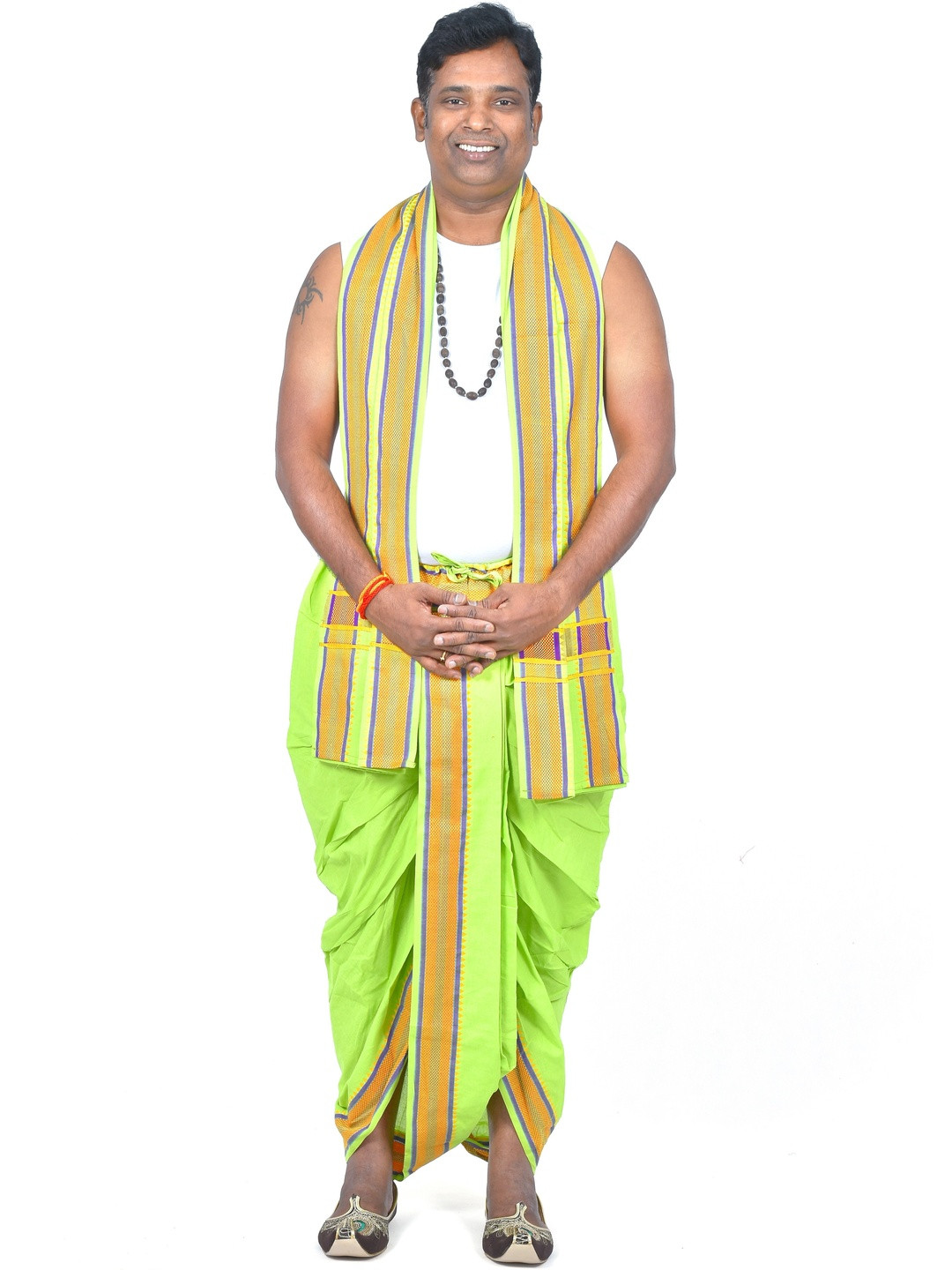 TUNI MANI Men Cotton Dhoti Pant & Angavastram Set