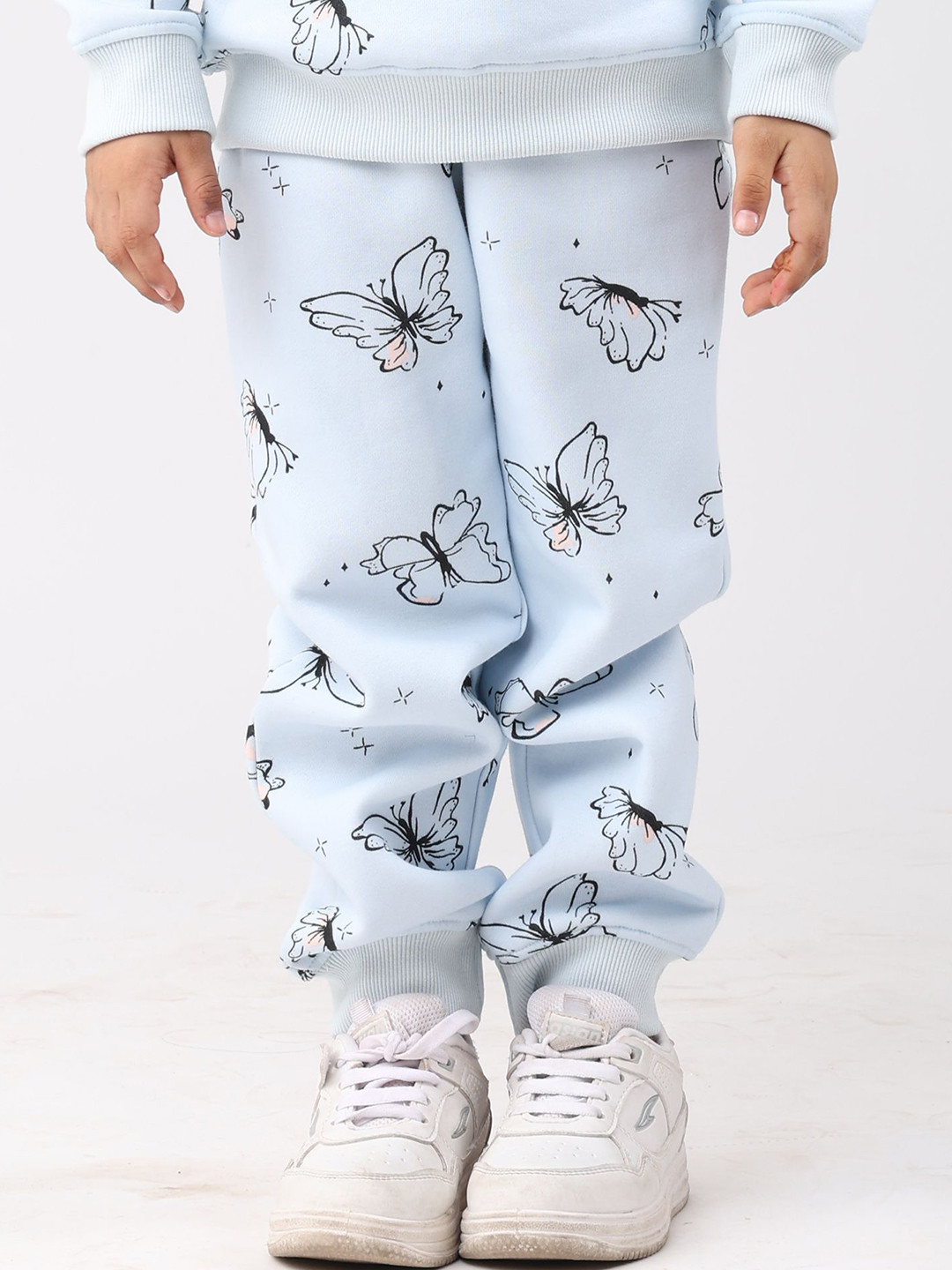Anthrilo Girls Butterfly Printed Regular Fit Mid-Rise Joggers