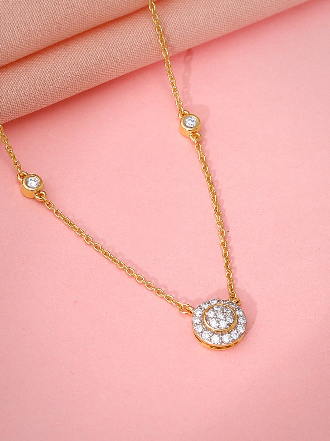 GIVA Gold Zahra Diamond Necklace-2.578 gms