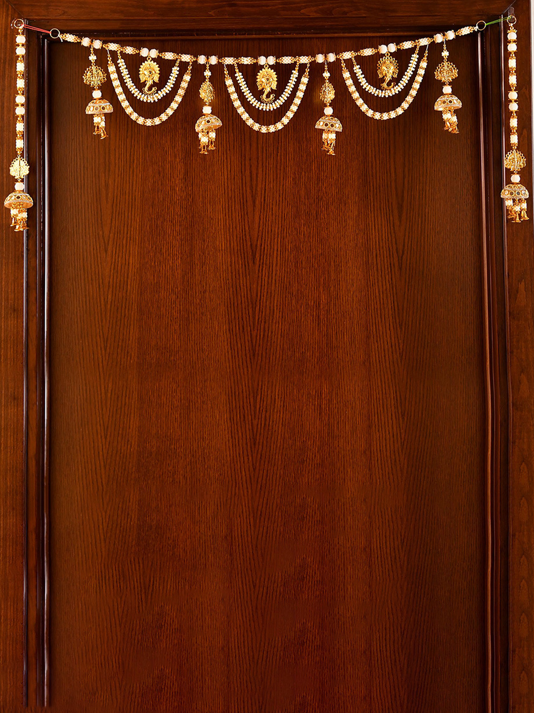 CraftVatika Yellow & White Textured Beaded Toran