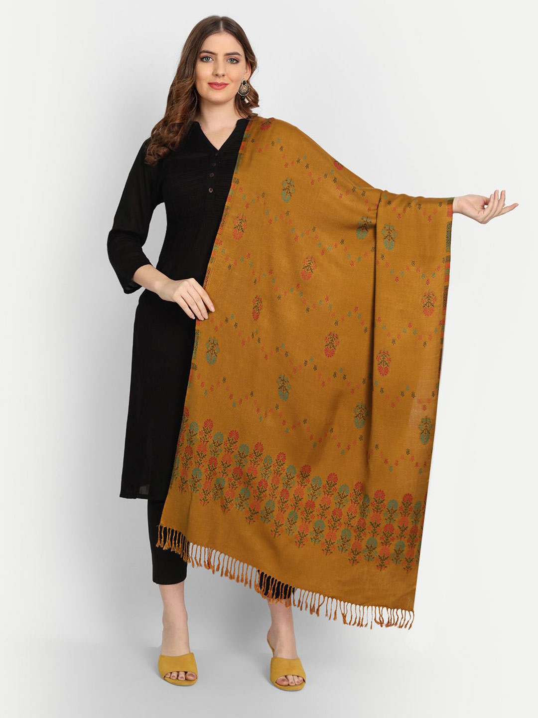 Hemkunt Fabric Women Woven Design Pashmina Wool Stole