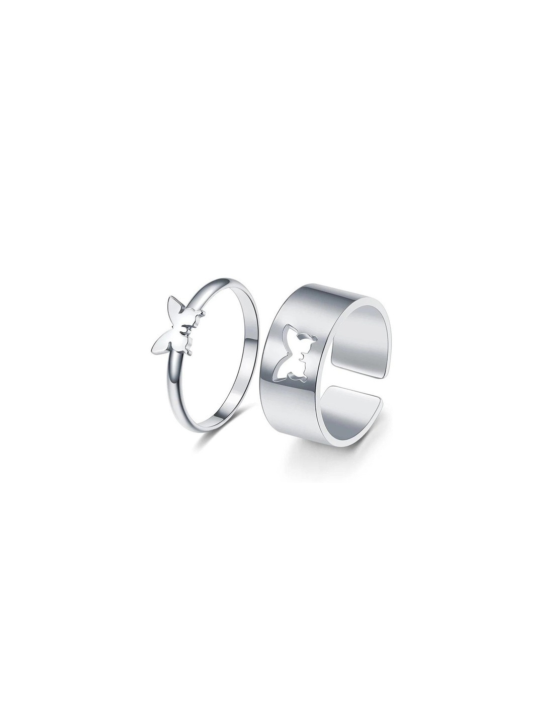 Teeragaj Set Of 2 Butterfly Shape Adjustable Finger Rings
