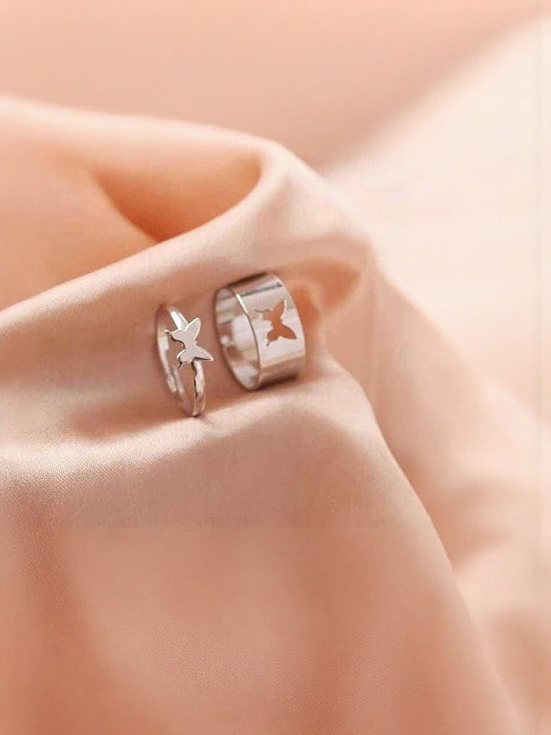 Teeragaj Set Of 2 Butterfly Shape Adjustable Finger Rings