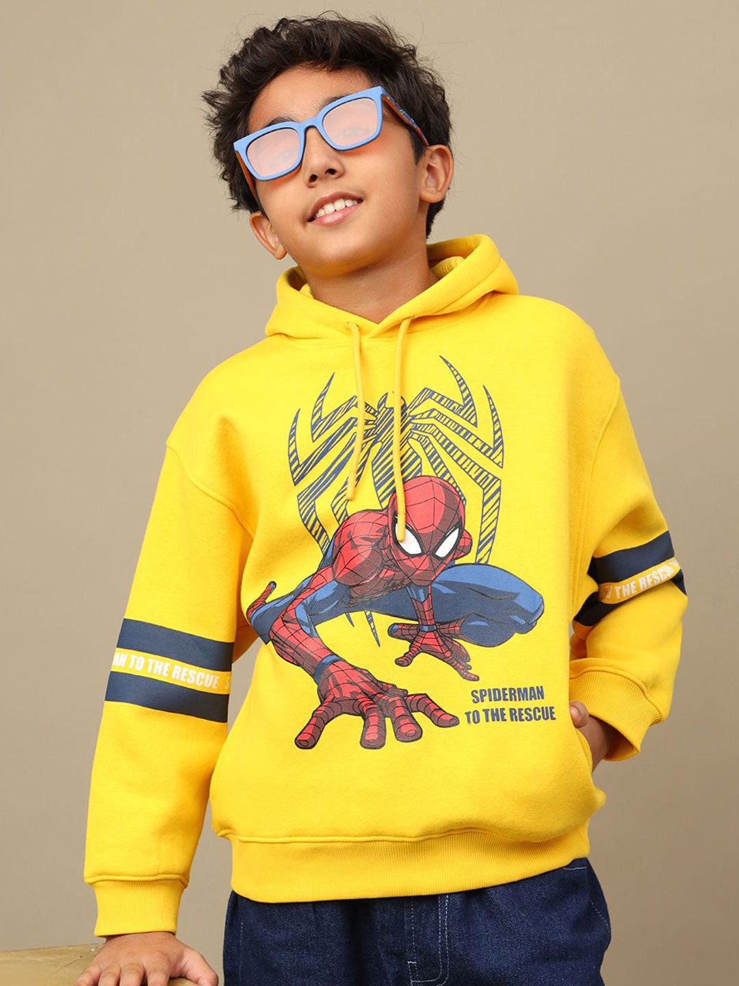 Kids Ville Boys Spiderman Printed Oversized Hoodie