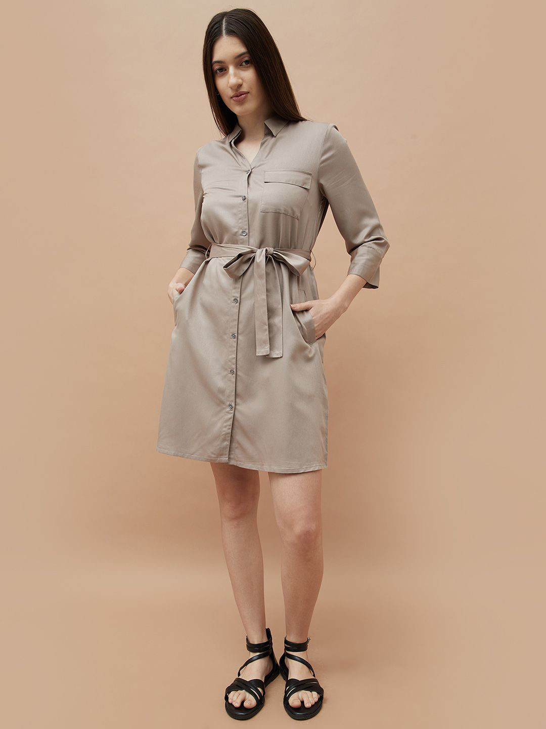 Fame Forever by Lifestyle Women Tie-Ups Detail Shirt Dress