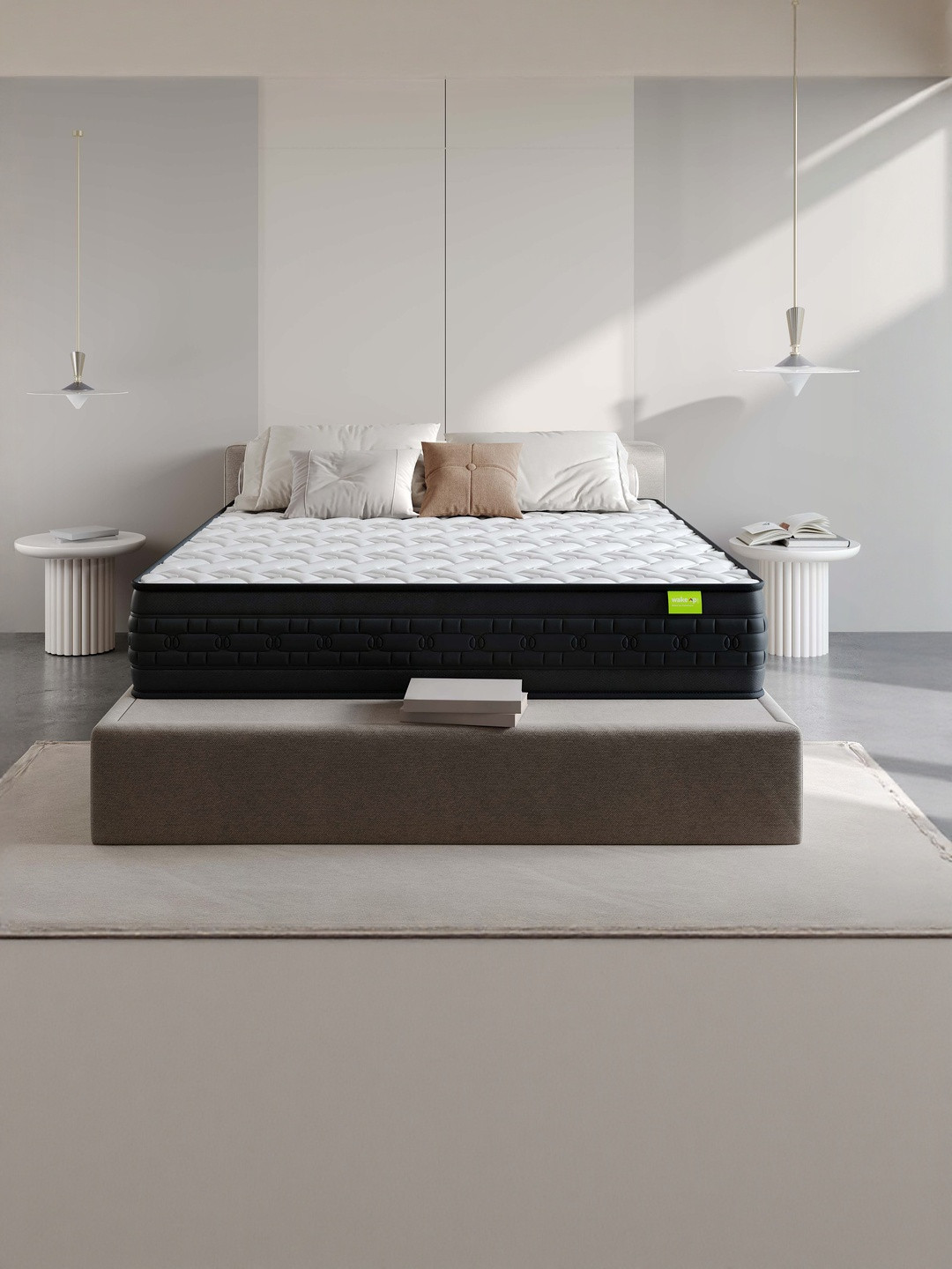 Wakeup India Riserox White & Black Quilted Zero Partner Disturbance Single Size Mattress