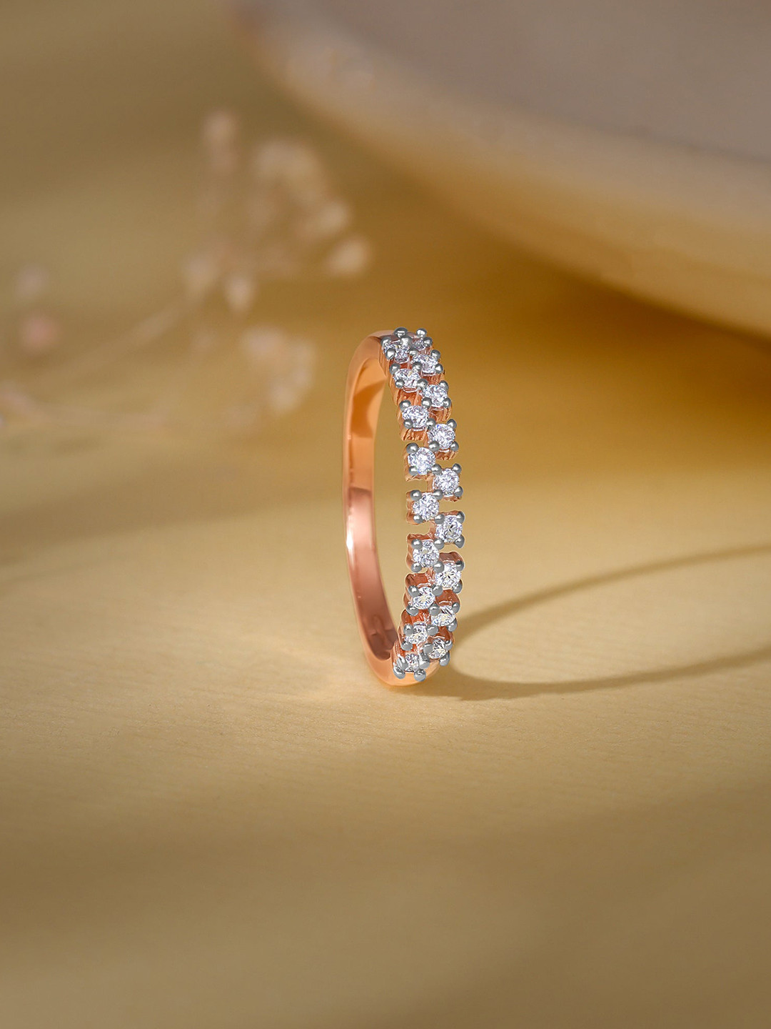GIVA Rose Gold Empress Diamond Ring-1.865 gms