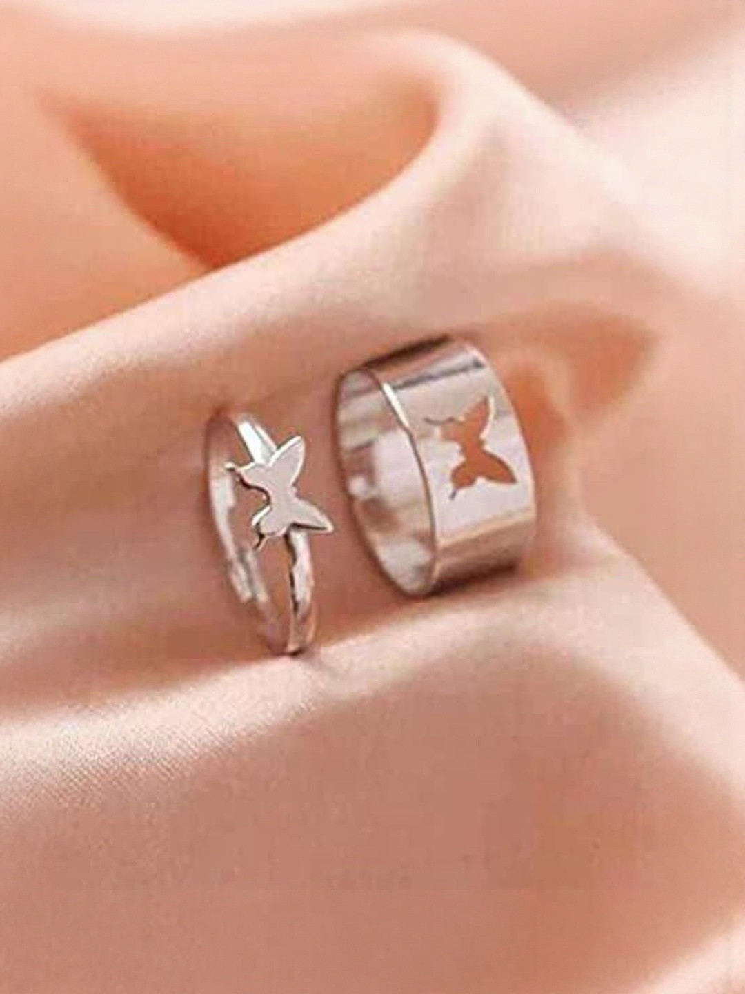Teeragaj Set Of 2 Butterfly Adjustable Finger Rings