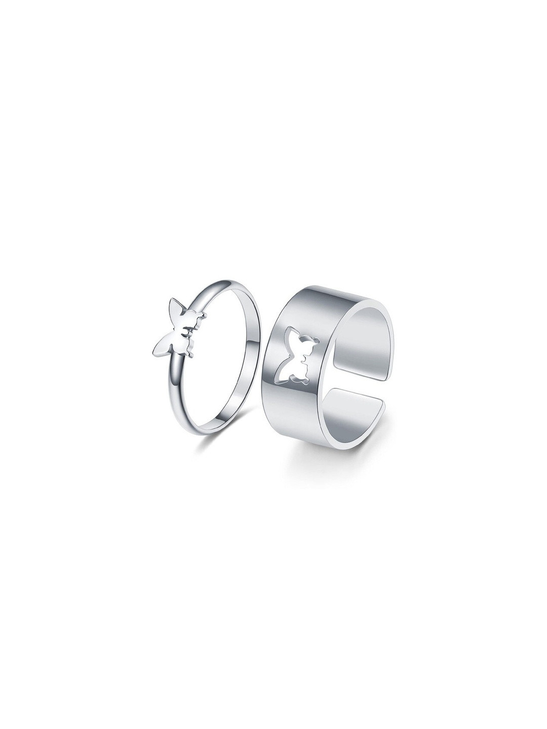 Teeragaj Set Of 2 Butterfly Adjustable Finger Rings