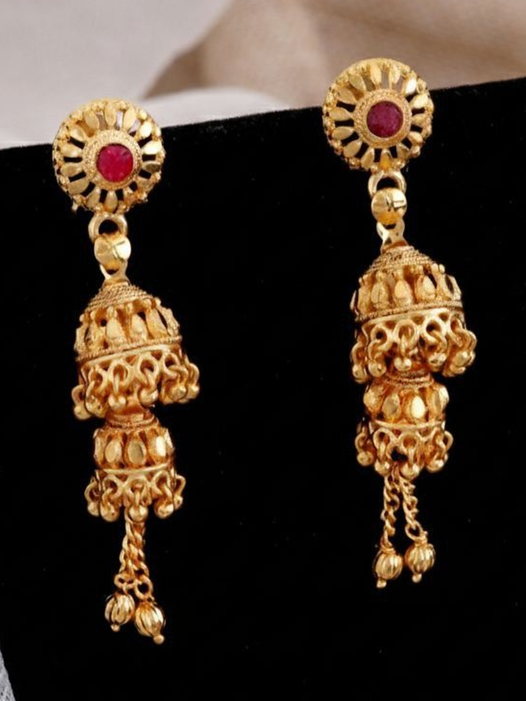 tulsi imitation Classic Artificial Stones Studded Jhumkas Earrings