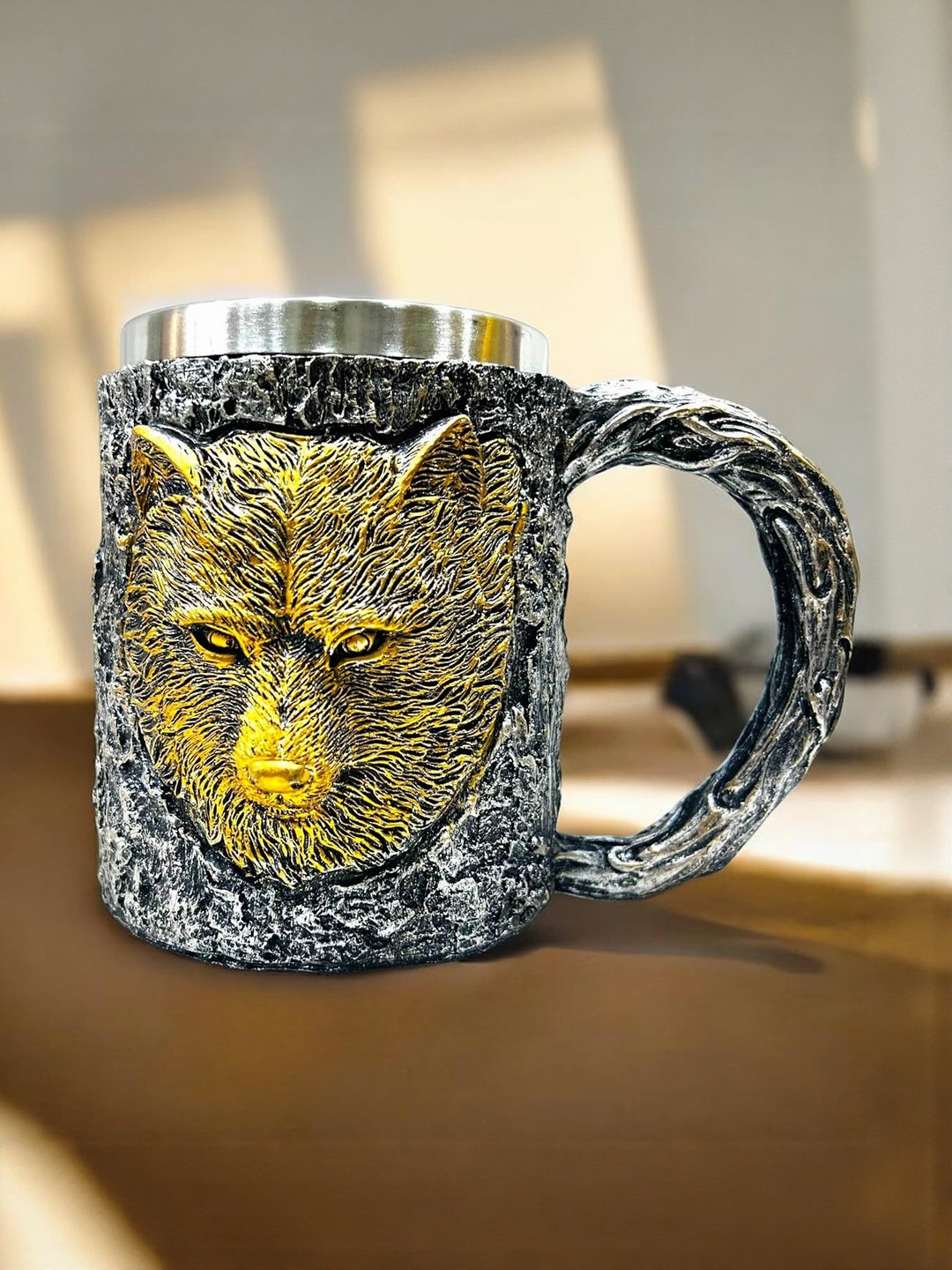 AUGEN Gold Toned Textured Stainless Steel Matte Cup