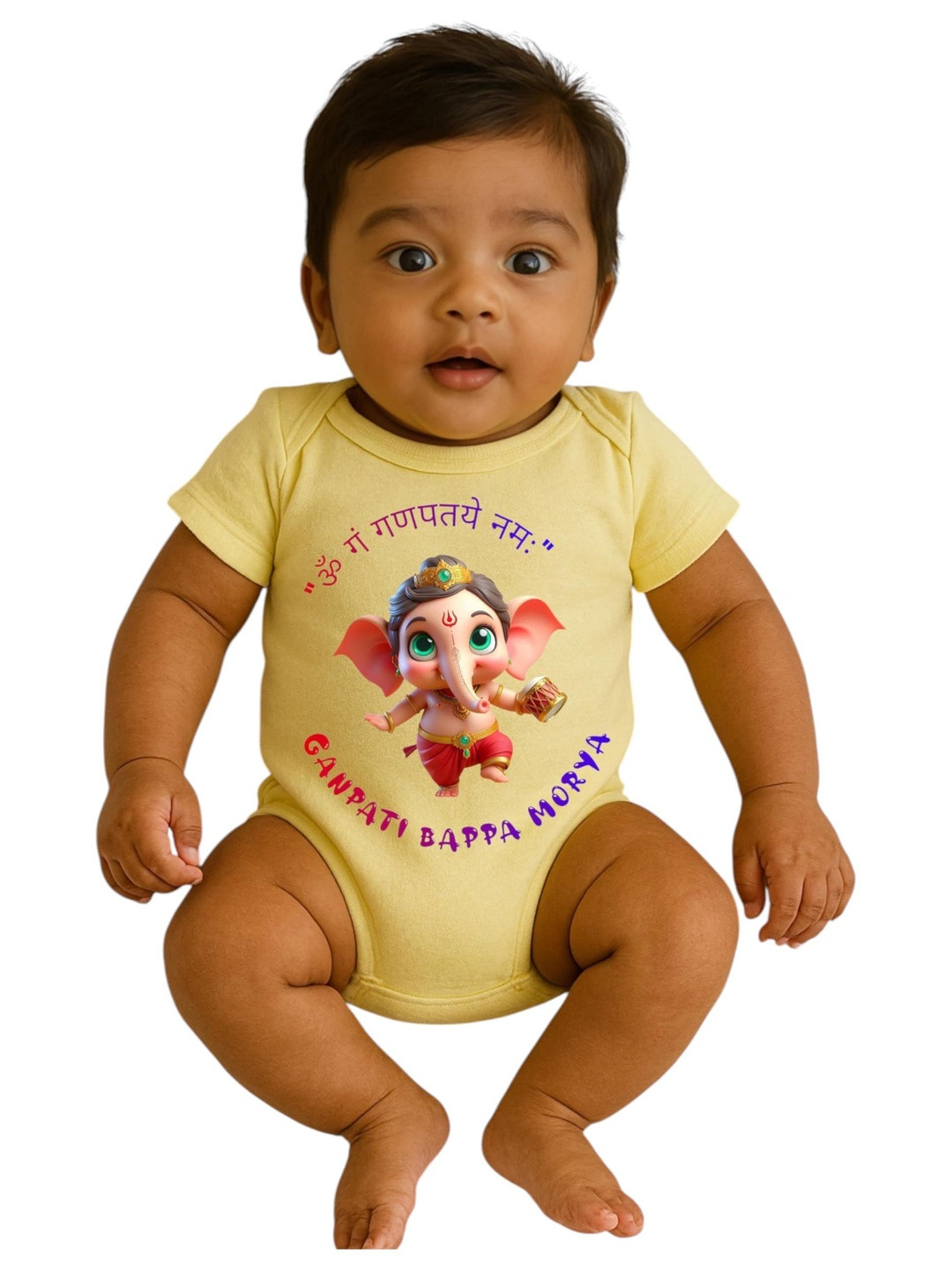 Cute Pals My 1st Ganesh Chaturthi Ganpati Printed Cotton Bodysuits