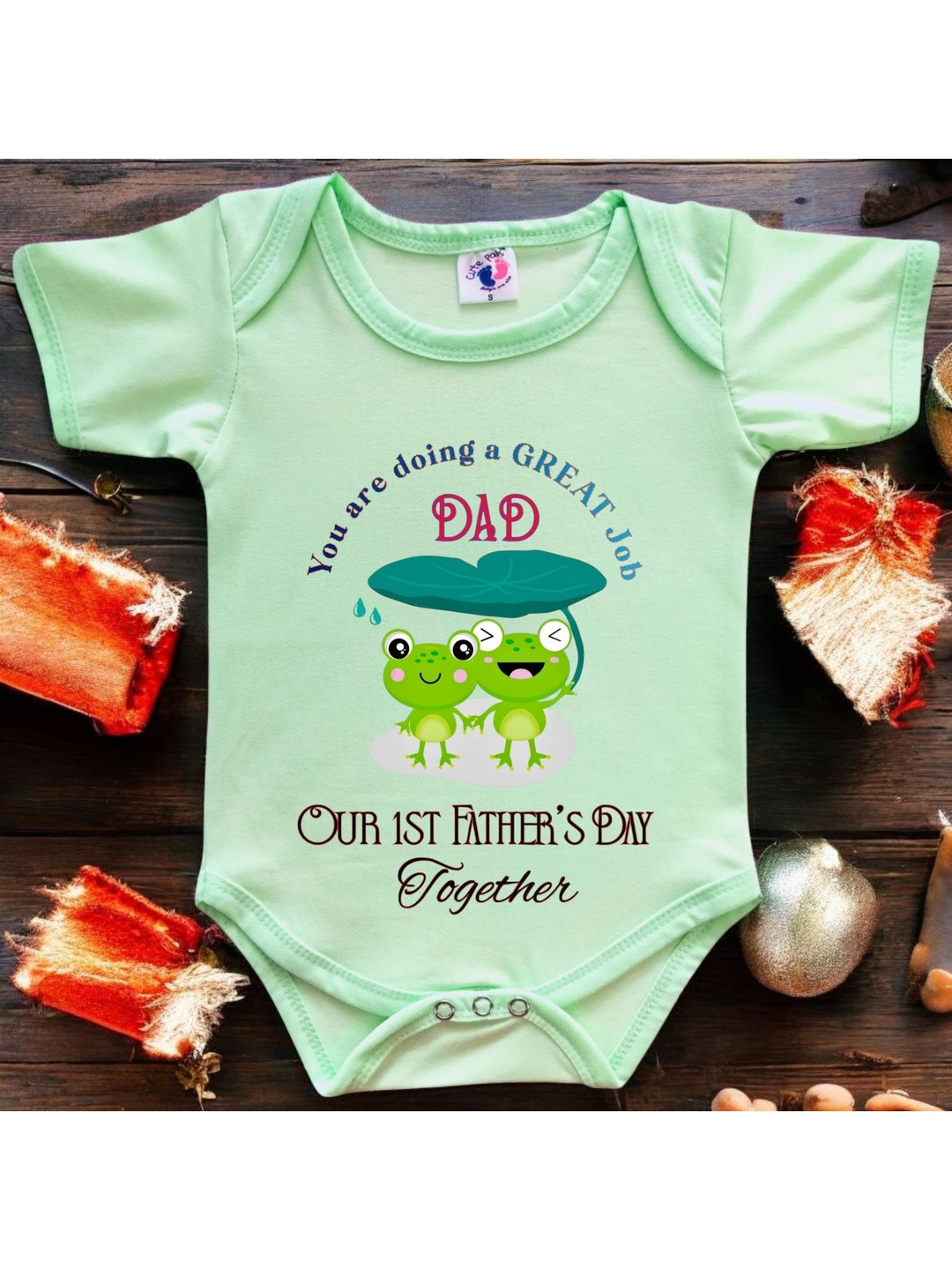 Cute Pals Kids Our First Father's Day Printed Cotton Bodysuit