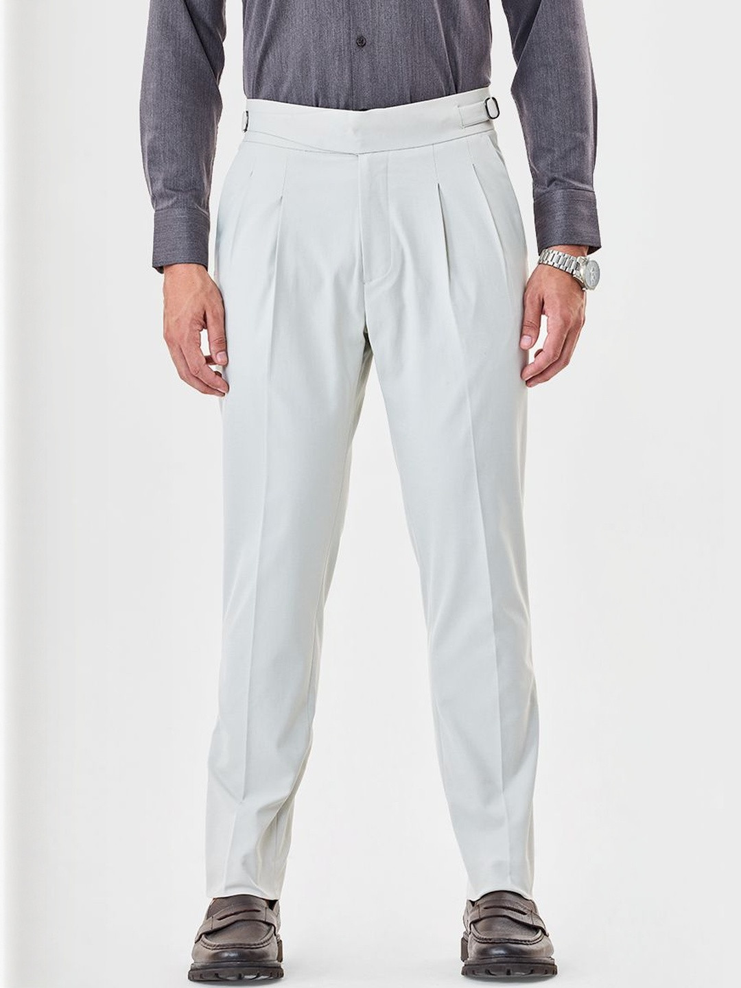 Snitch Men Sand High-Rise Regular Fit Trouser