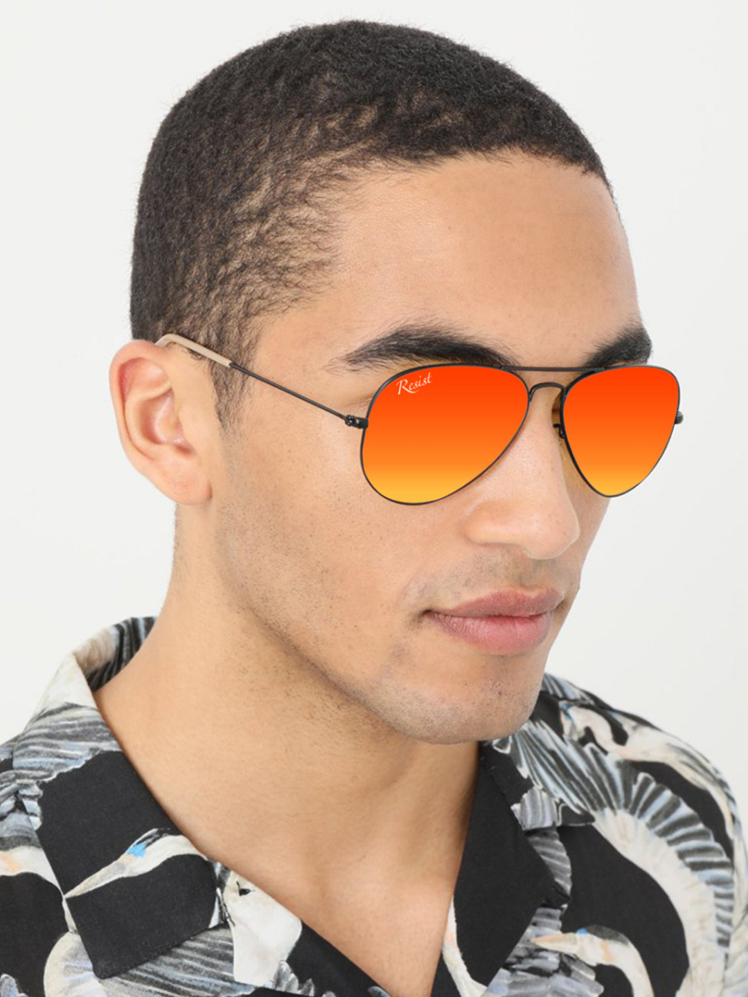 RESIST EYEWEAR Unisex UV Protected Lens Aviator Sunglass AIRCRAFTS BLACK OREANGE REVO 1