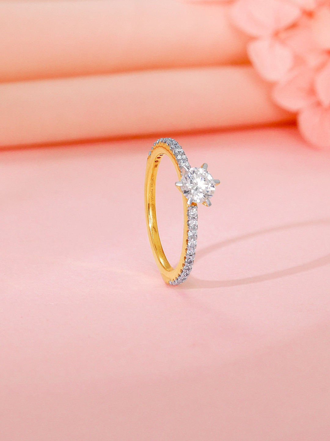 GIVA Women18 Kt Gold Everlight Solitaire Diamond Ring-2.45 gms