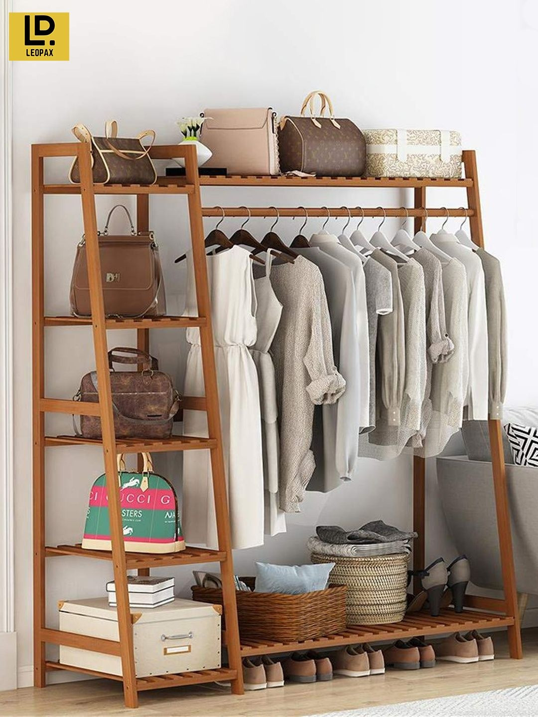 LEOPAX Bamboo Beige Set of 1 Super Strong Multi-Utility Organisers