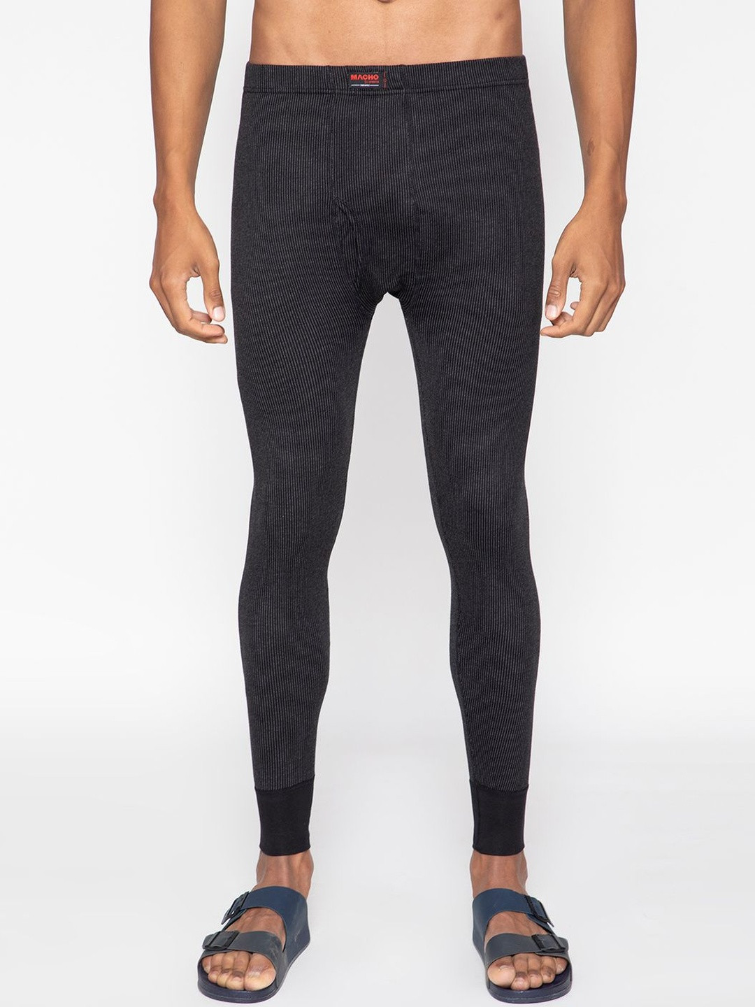MACHO Men Ribbed Mid-Rise Thermal Bottoms