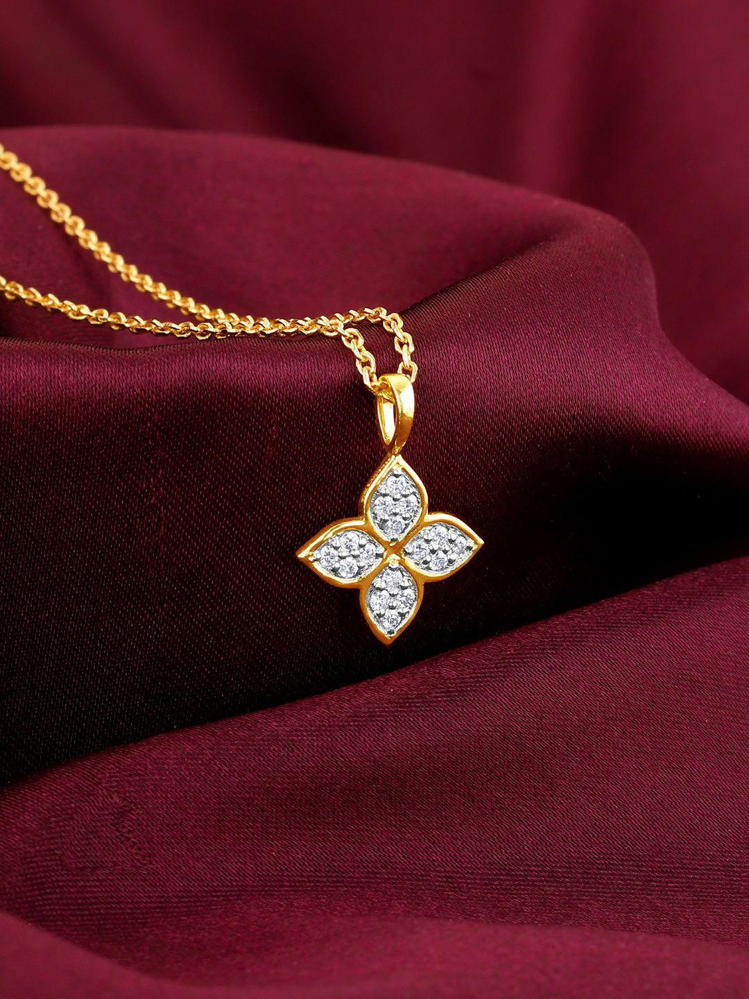 GIVA Women 14K  Gold Diamond Pendant