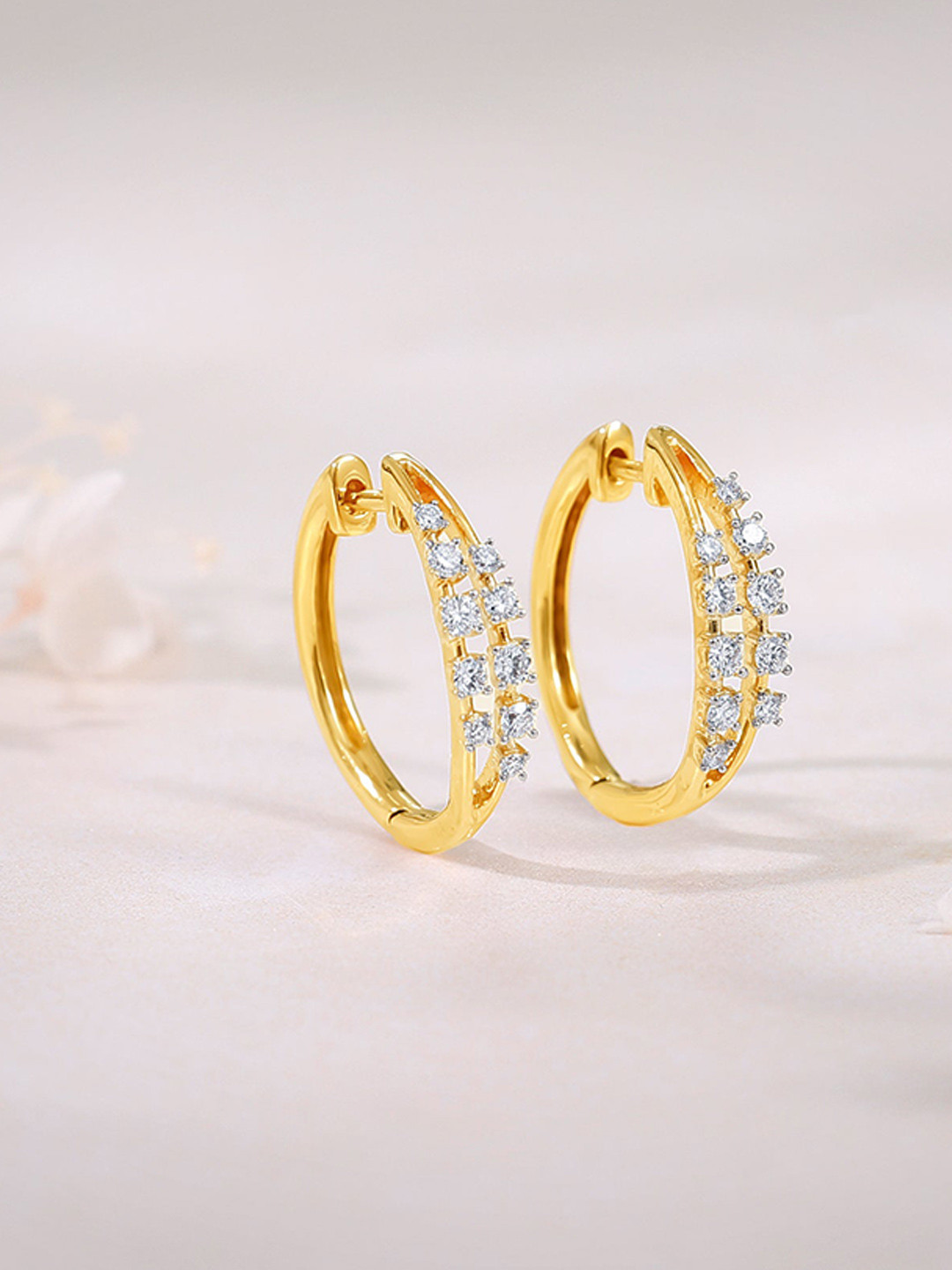 GIVA Gold Classic Diamond Hoop Earrings-3.54 gms