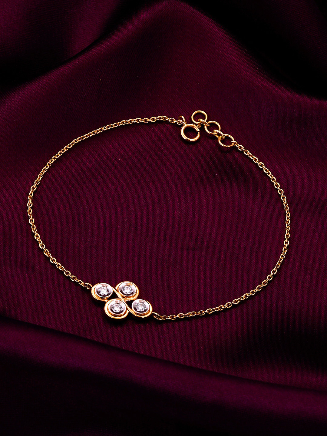 GIVA Heavenly Floral 14KT Gold Diamond Studded Bracelet-2.32 gms