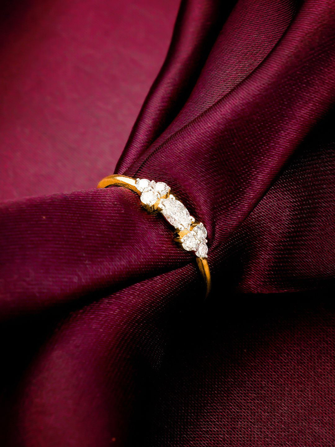 GIVA Gold Plated Diamond Stone Studded Finger Ring-0.918 gms