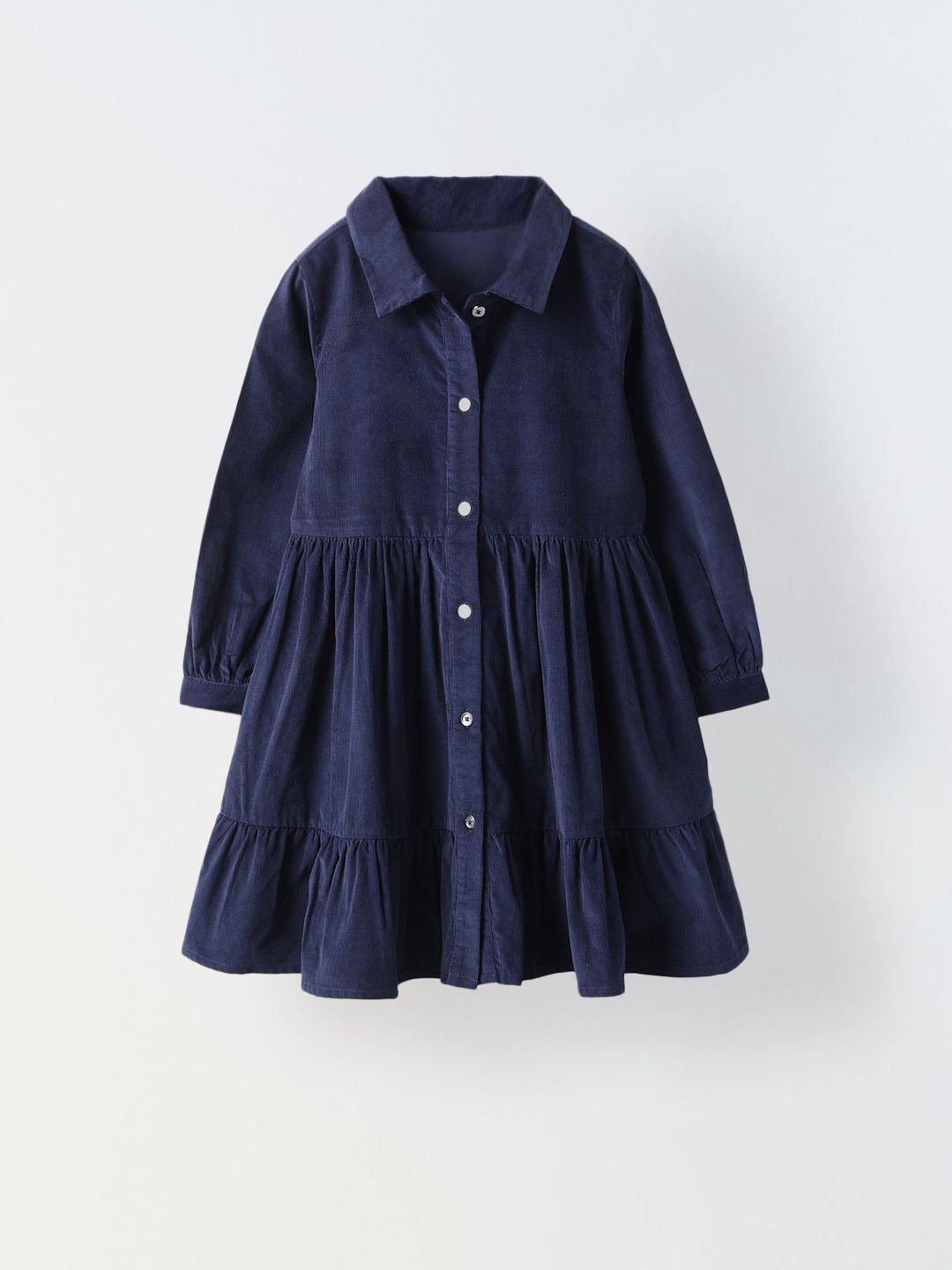 SPUNKIES Girls Navy Collar Neck Corduroy A-Line Dress