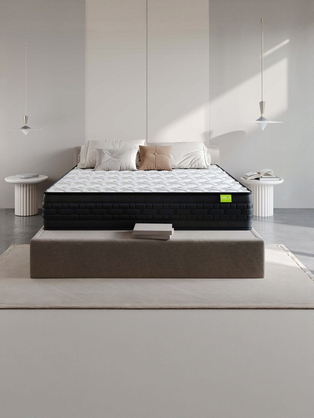 Wakeup India Riserox White & Black Quilted Zero Partner Disturbance Double Size Mattress