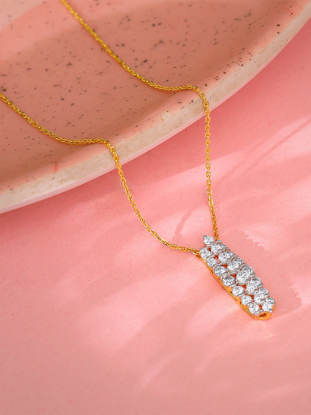 GIVA Women 18 Kt Gold Pure Bliss Diamond Necklace-2.12 gms