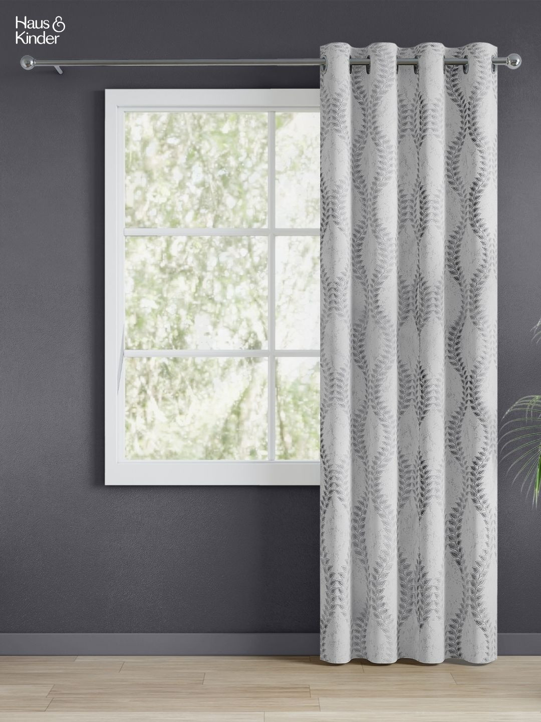 haus & kinder SliverGroove emboss Grey Printed Jacquard Room Darkening Door Curtain