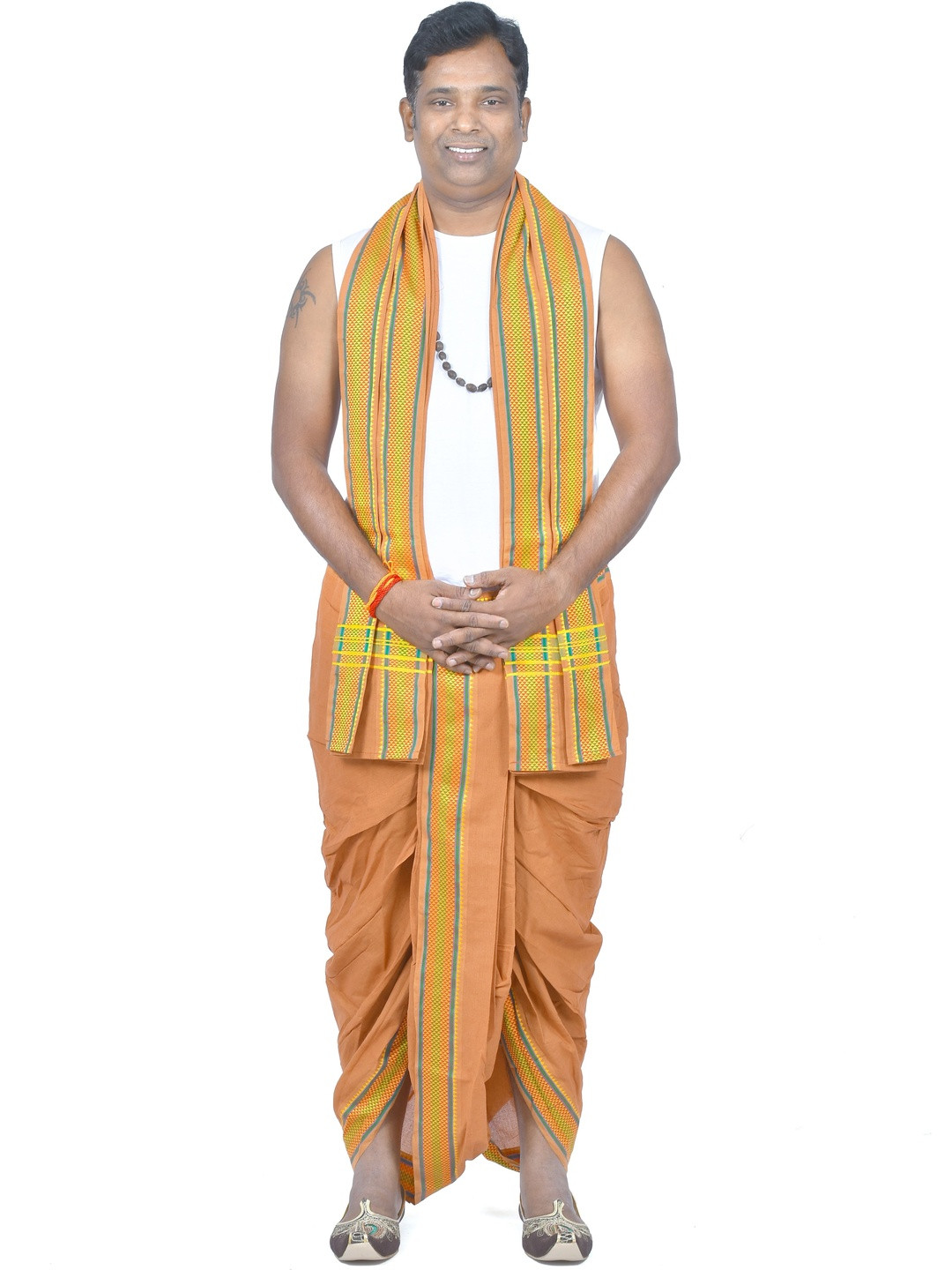 TUNI MANI Men Orange Cotton Dhotis