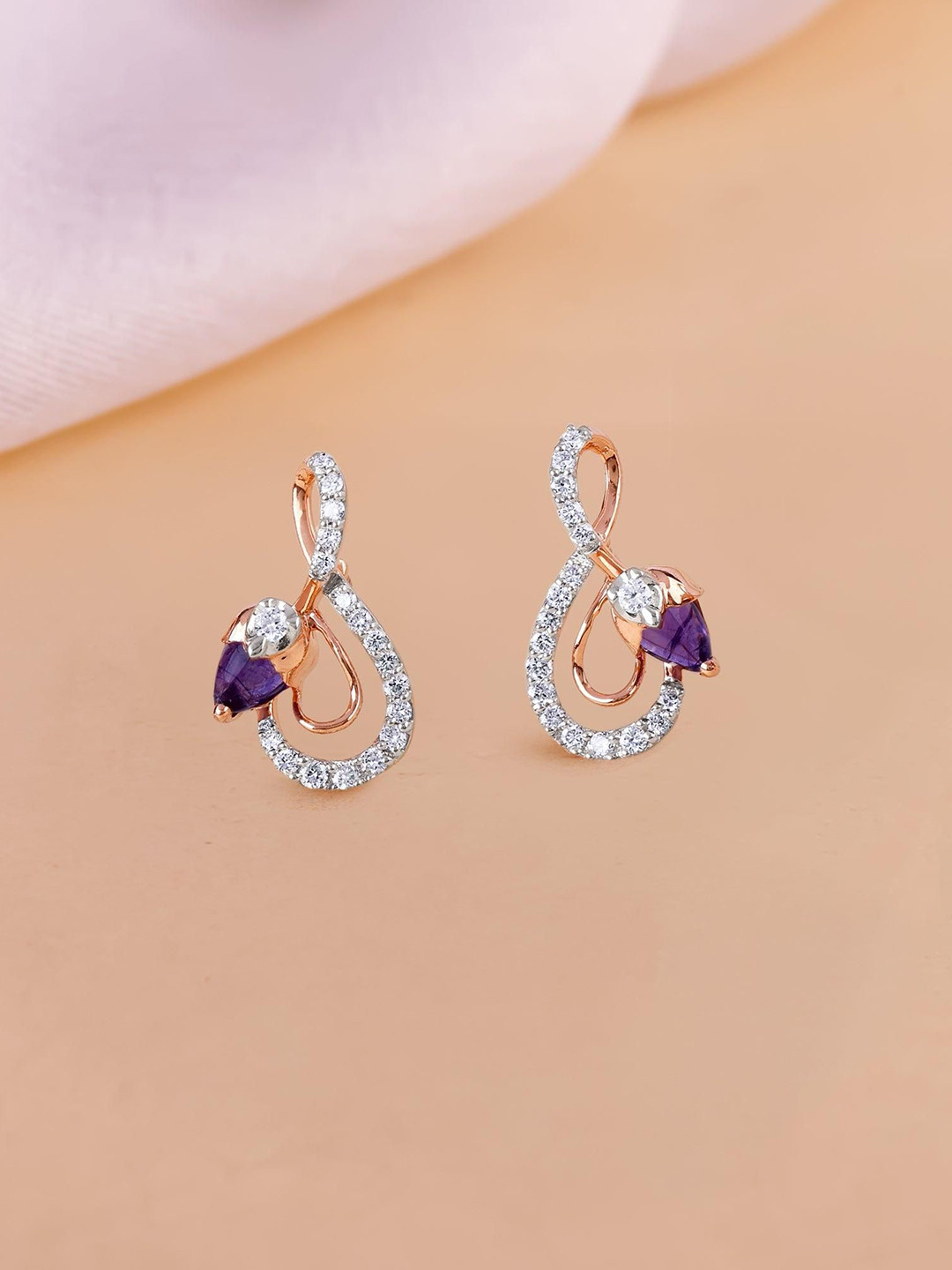 GIVA 14Kt Rose Gold Lab Grown Musically Her Diamond Earrings-1.293 gms