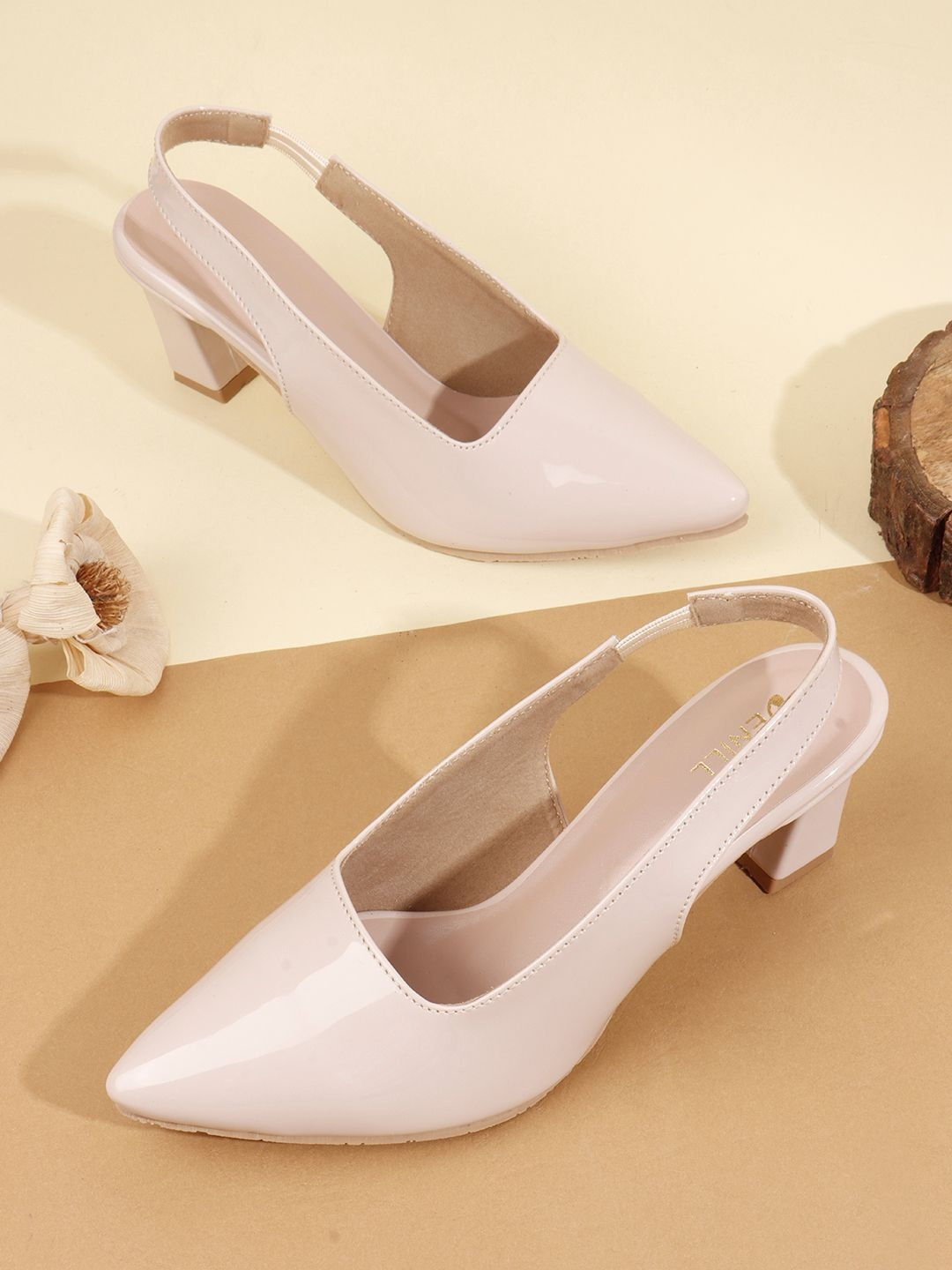 Denill Women Slingback Block Heel Pointed Toe Sandals