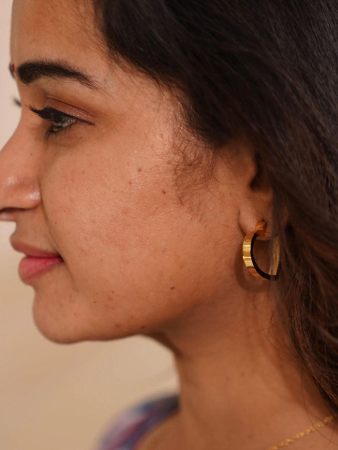 DIMPLERY Stainless Steel Gold Plated Heart Shaped Half Hoop Earrings