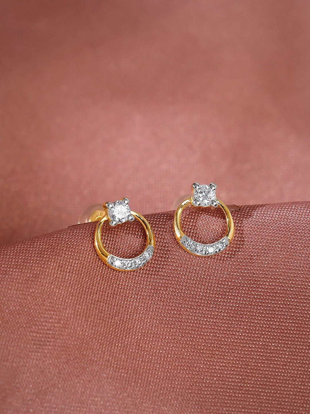 GIVA 14Kt Gold Stud Earrings With 0.2 Carat Lab Grown Diamond-0.77 gms