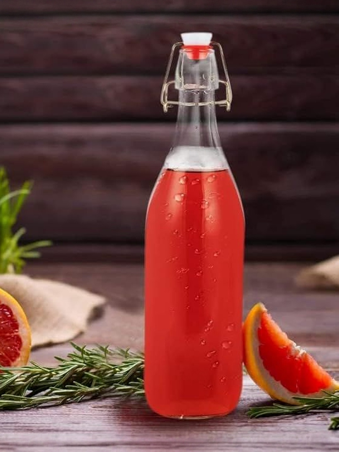 Virtuous Transparent Glass Solid Water Bottles With Air Tight Cap -1000ml Each