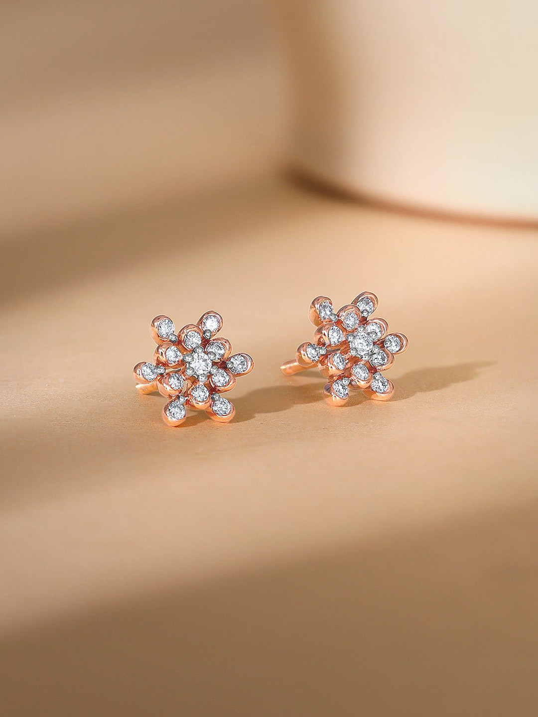 GIVA 18 Kt Rose Gold Magnetic Diamond Earrings-3.39 gms