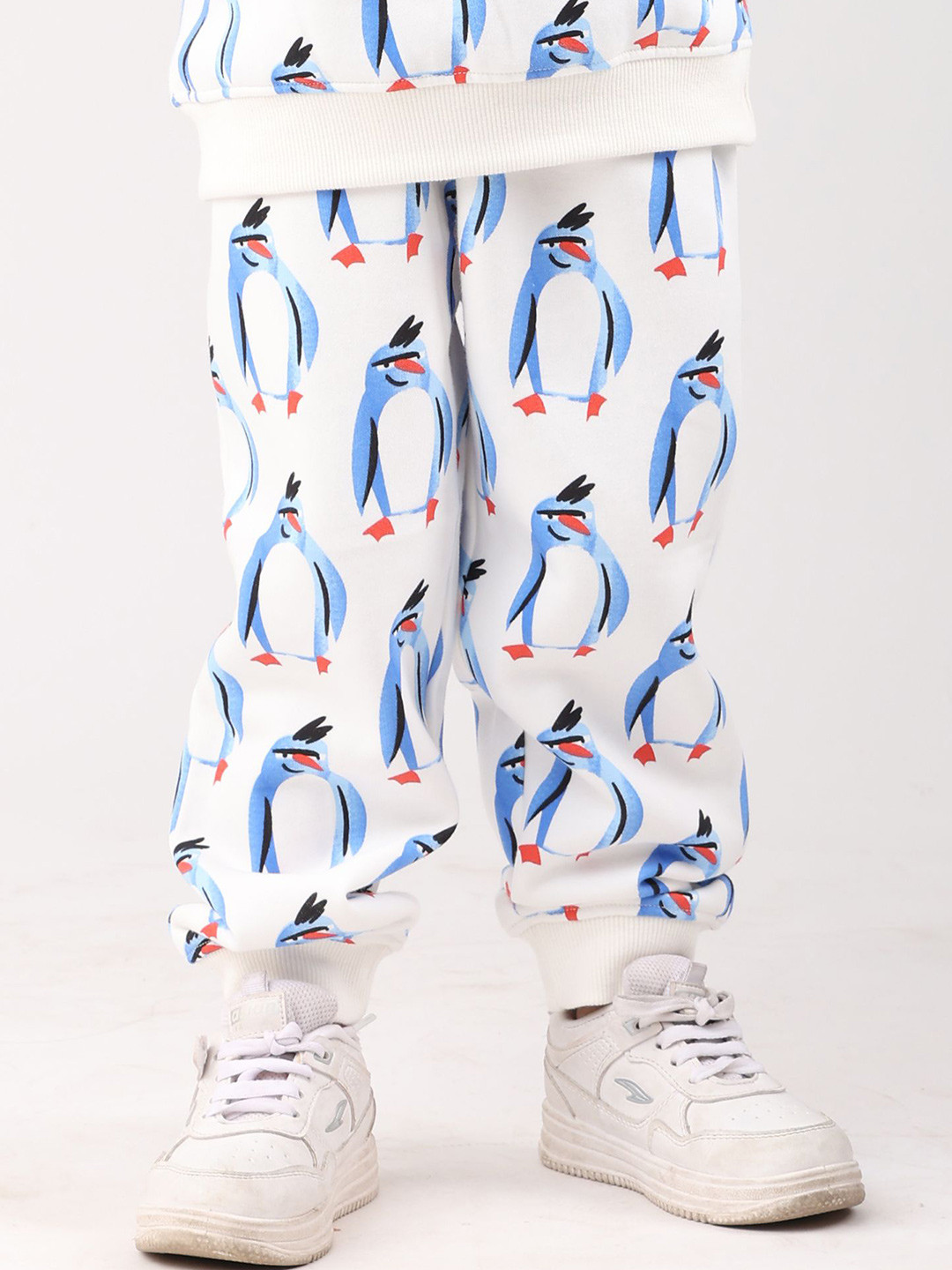 Anthrilo Girls Penguin Printed Mid-rise Slip On Fleece Joggers