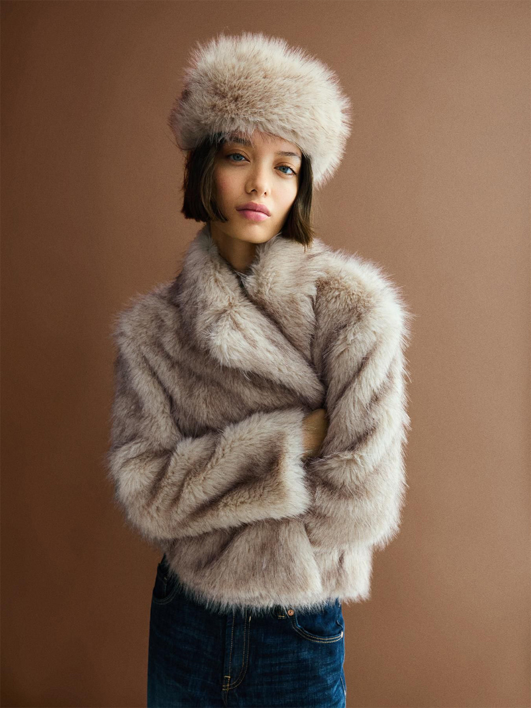 Bershka Women Faux Fur Bucket Hat