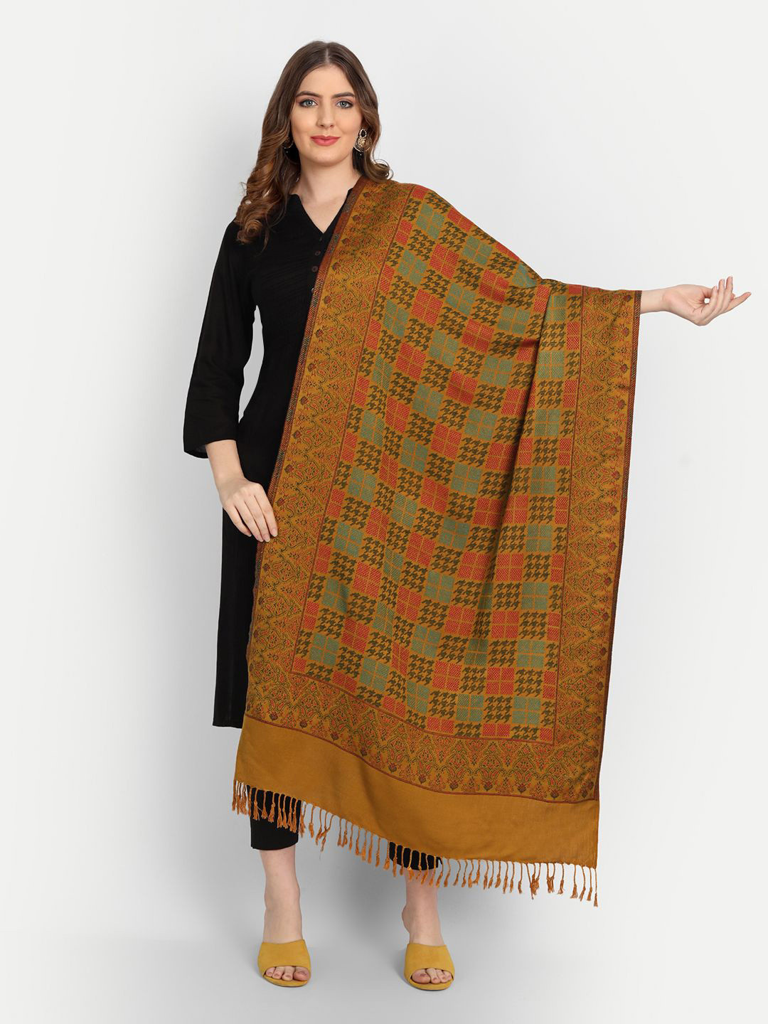 Hemkunt Fabric Women Woven Design Stole With Taping Border