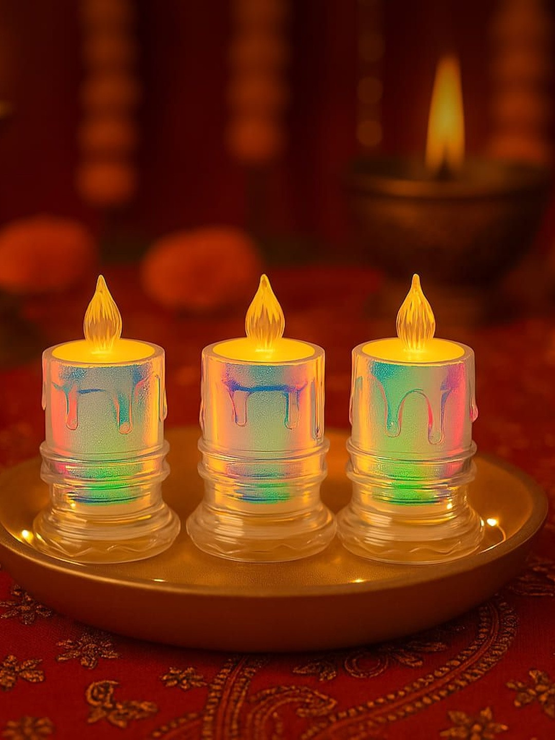 HINDCRAFT Set of 3 LED Tea Lights Candles
